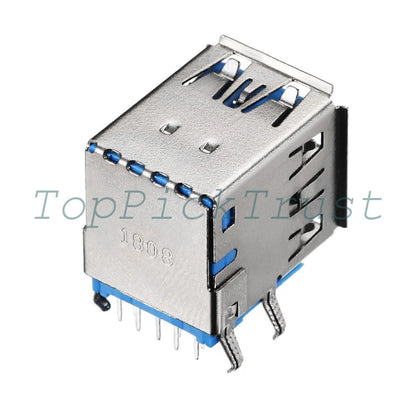 15Pcs Dual Port Female Jack 90 Degree PCB USB Connector 3.0 Type-A