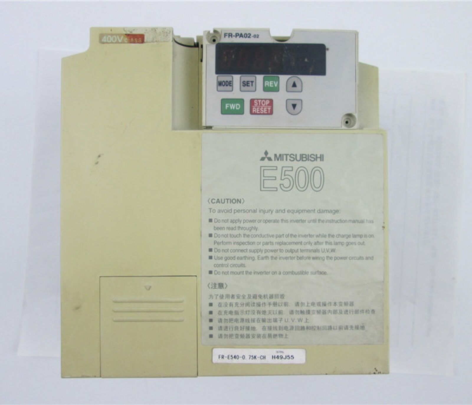 Mitsubishi Inverter FR-E540-0.75K-CH Used – Tested Good Condition - MITSUBISHI