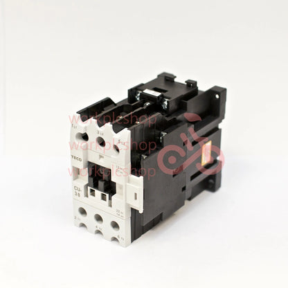TECO CU-38 magnetic contactor, 55A, 3 phase, 220v coil, 3A1a1b (NO and NC)