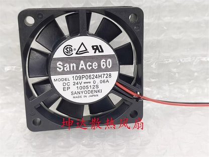 Sanyo 109P0624H728 6015 DC24V 0.06A 6CM 2-Wire Inverter Cooling Fan
