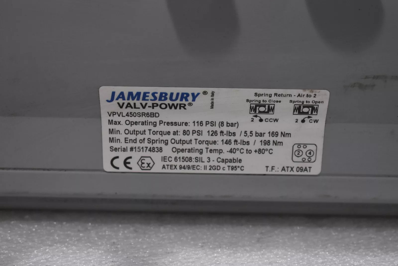 JAMESBURY VPVL450SR6BD - Repair Evaluation Only - JAMESBURY
