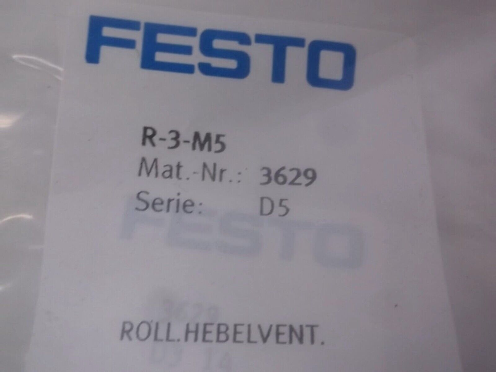 FESTO R-3-M5 3629 Roller Lever Valve FESTO