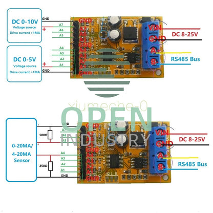 1PCS 5V 10V 7CH Analog Voltage acquisition Sampler RS485 ModBus RTU Module