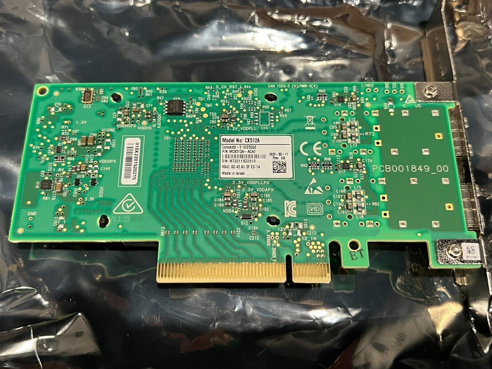 Mellanox 10/25 GbE SFP28 Network Card MCX512A-ACAT ConnectX-5 EN Ethernet Adapter - MELLANOX