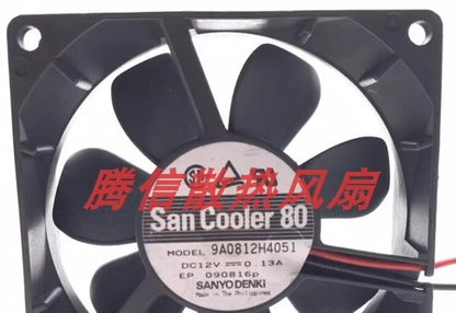 Sanyo 9A0812H4051 8025 DC12V 0.13A 8CM 2-Wire Dual Ball Mute Cooling Fan