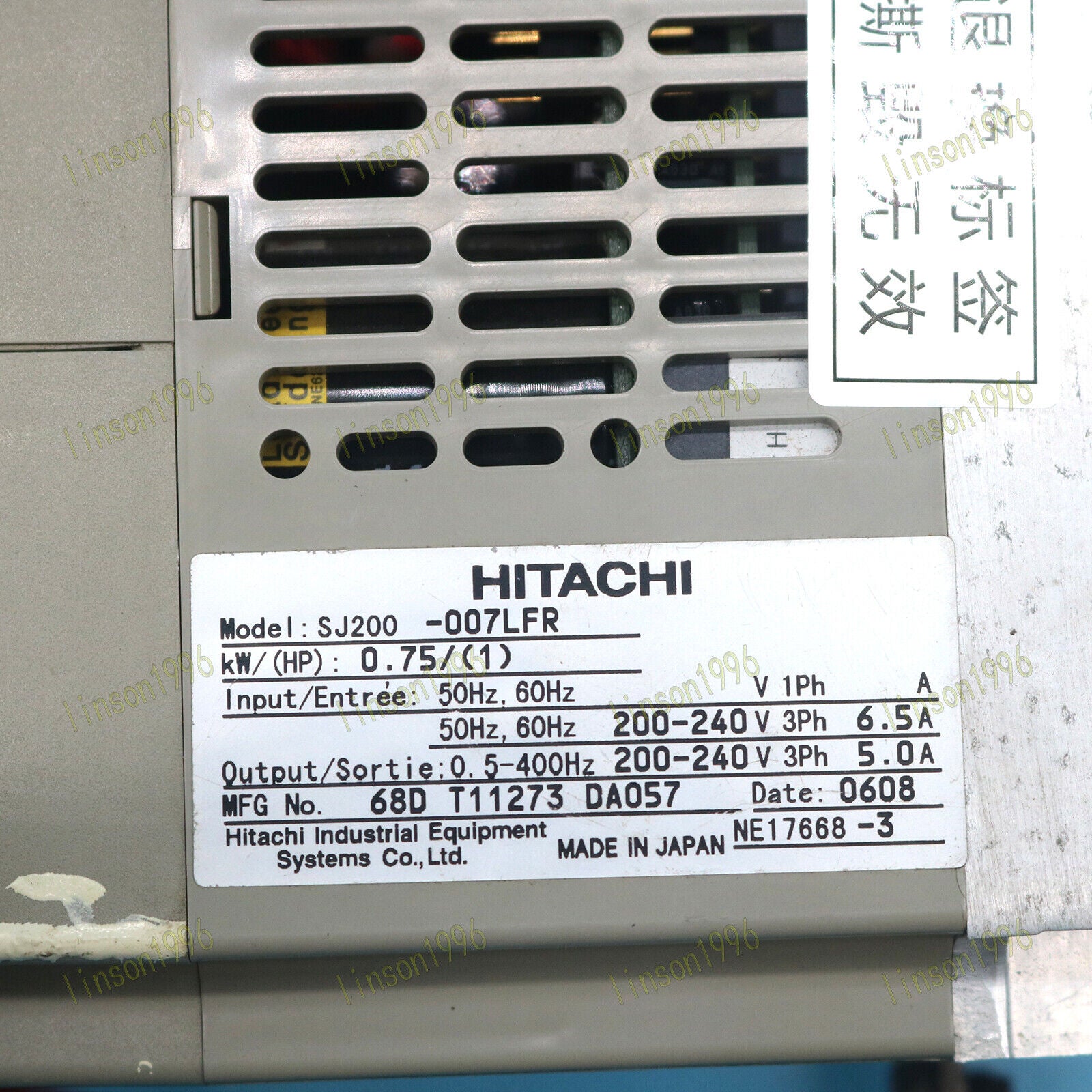 used 1PC  Hitachi Inverter SJ200-007LFR 0.75KW 220V Tested It In OK Hitachi