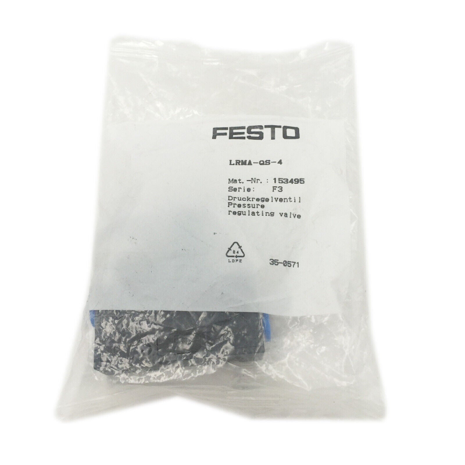 FESTO LRMA-QS-4 153495 Pressure Regulator Push-in Connector PLC - FESTO