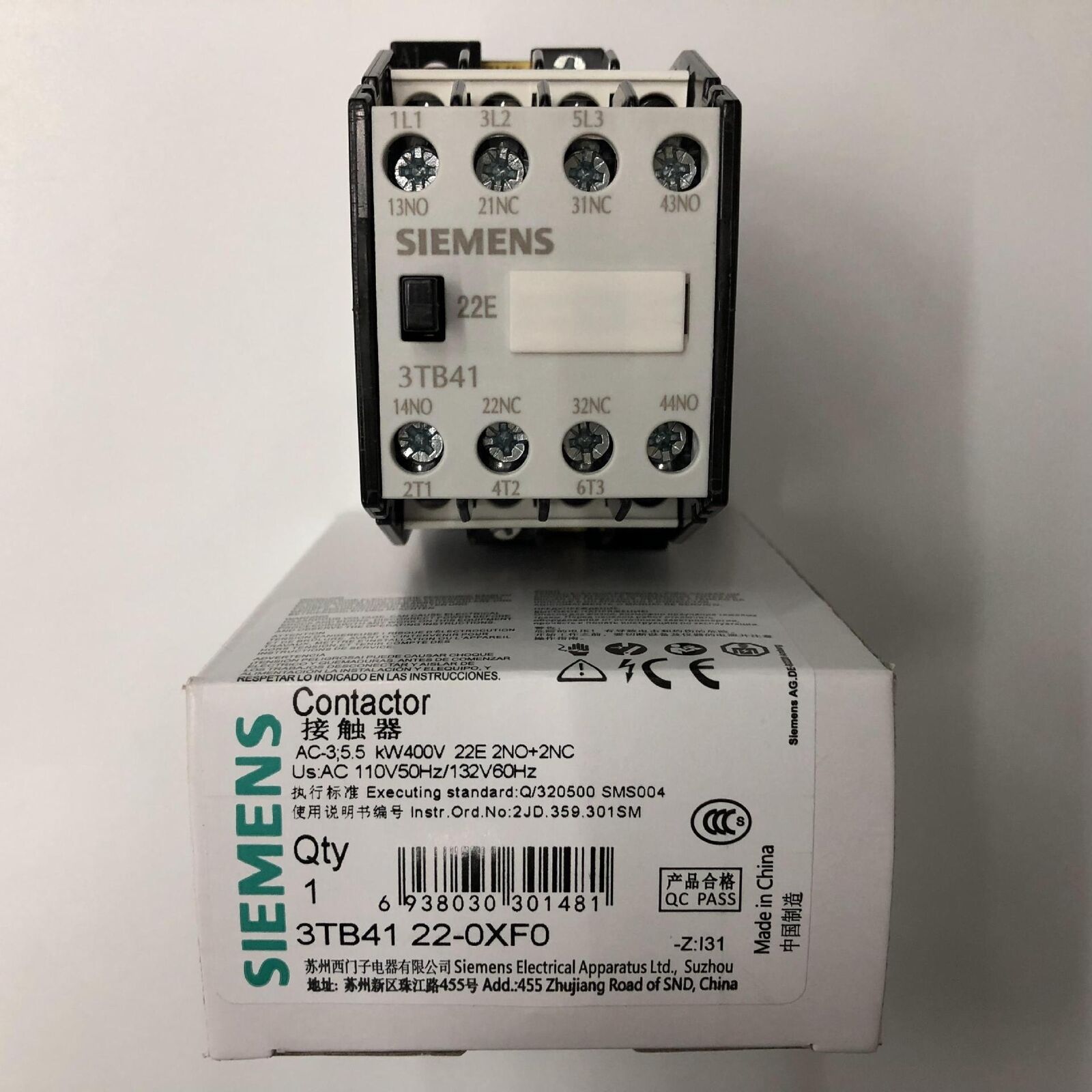 new 1pcs  3TB4122-0X AC contactor 3TB41 22-OX22E 110V For Siemens Circuit Breaker