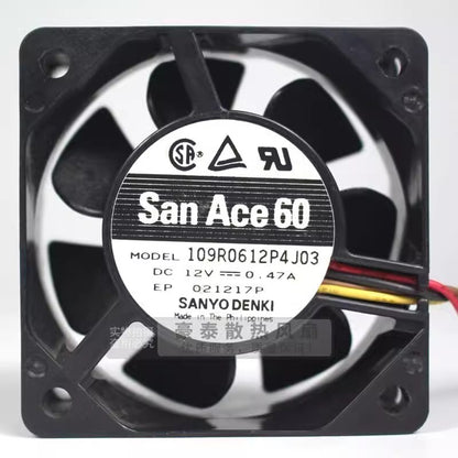 SANYO 109R0612J403 6025 DC12V 0.47A 4-Wire Silent Cooling Fan