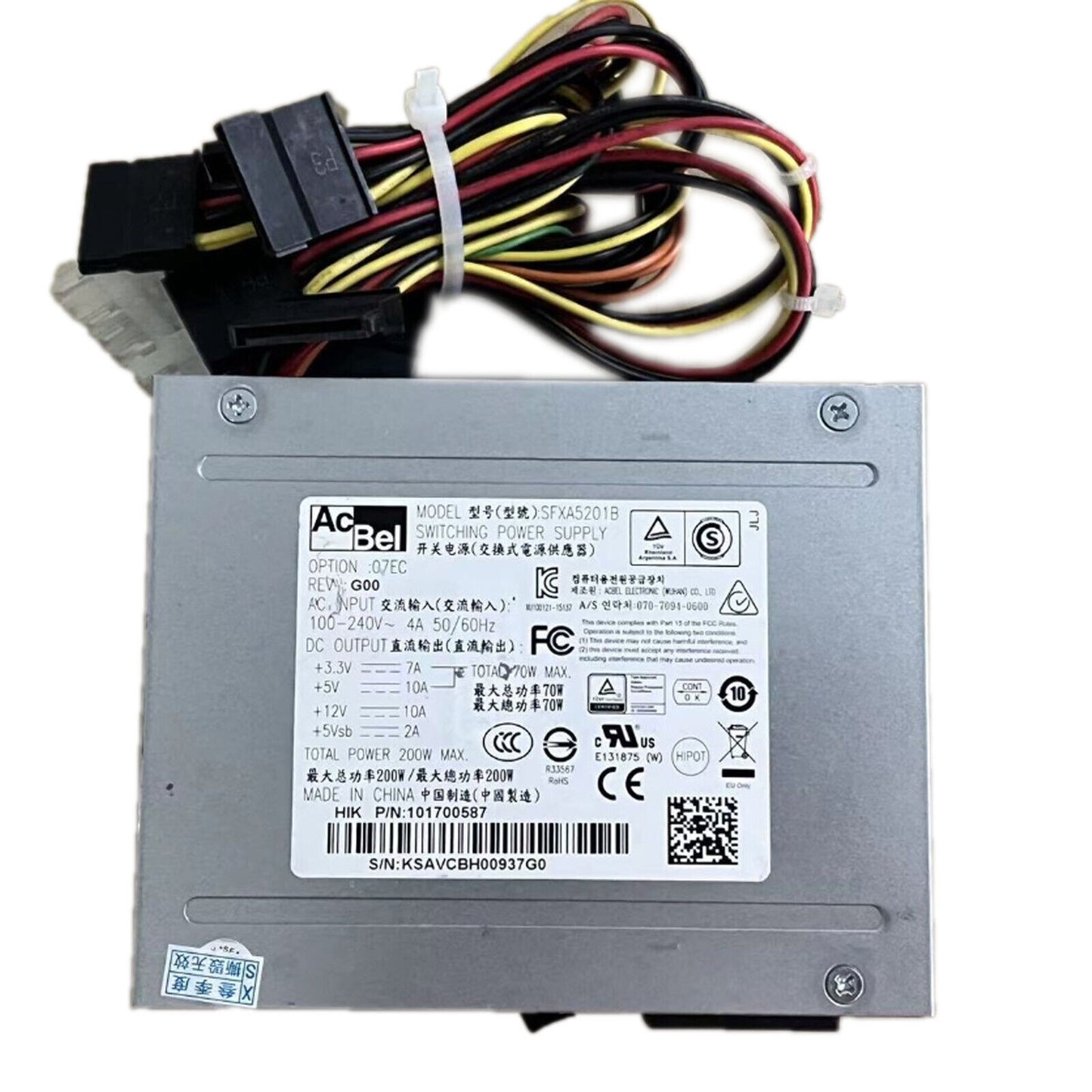 NEW Acbel SFXA5201B 200W Power Supply - 200W 160V 12.5A 100% Efficient Power Delivery - ACBEL