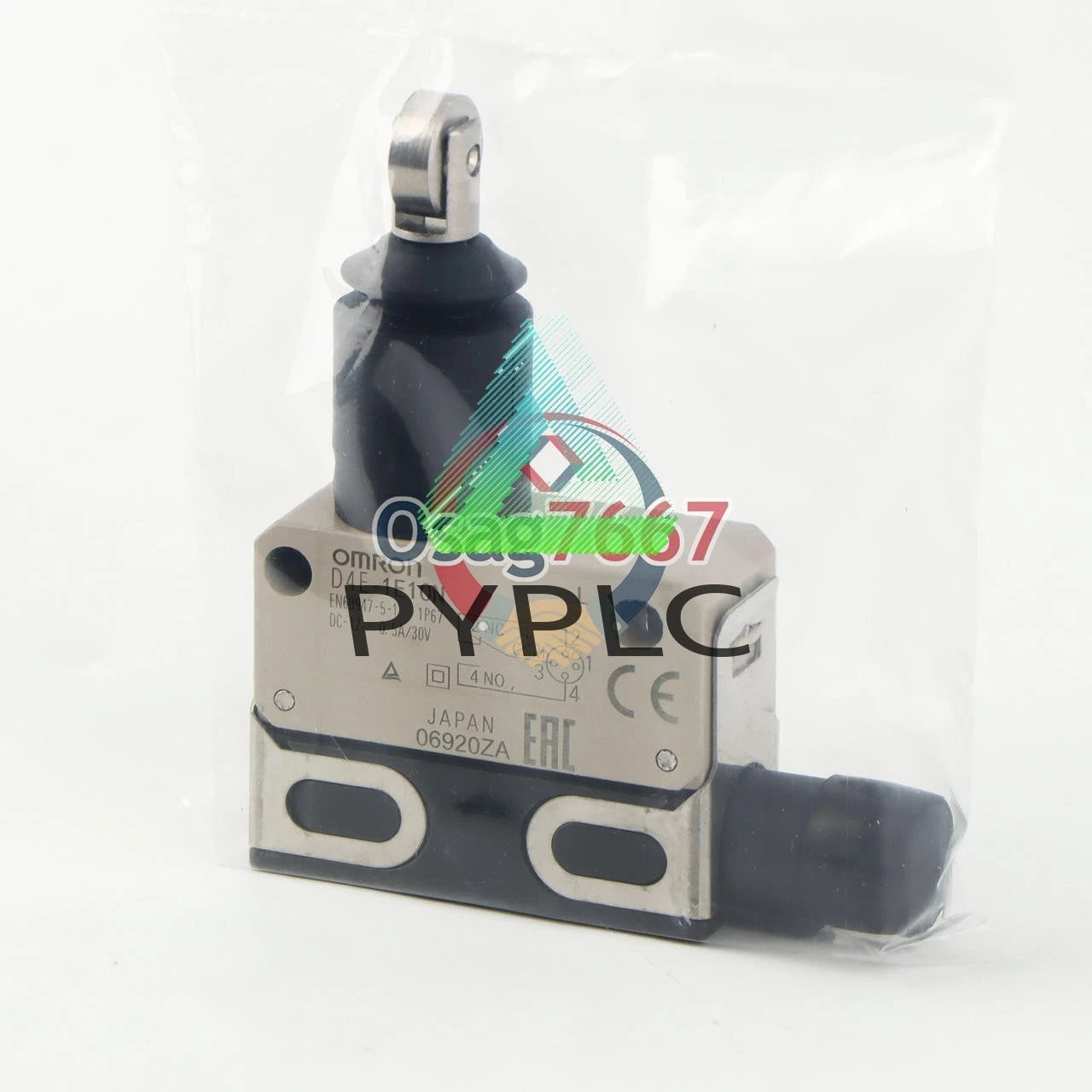 One Omron D4E-1E10N travel limit switch
