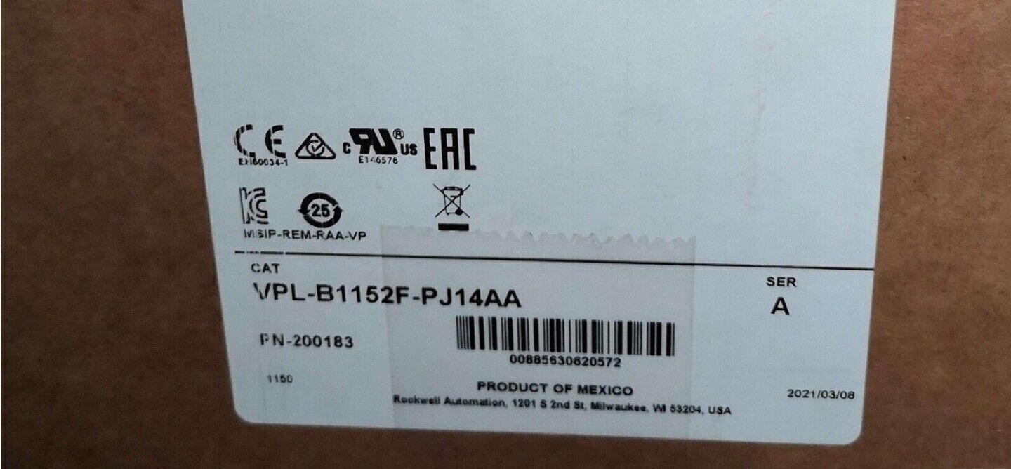 Allen Bradley VPL-B1152F-PJ14AA 480V AC Kinetix VP Servo Motors, High-performance industrial motor, built for durability and reliability - ALLEN BRADLEY