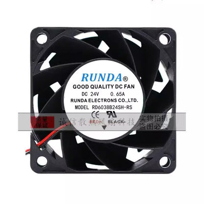 RUNDA RD6038B24SH-RS DC24V 0.65A 60*60*38MM 2-wire inverter cooling fan
