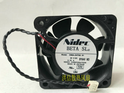 new 1 PCS NIDEC Fan D06A-24TS8 01 DC 24V 0.15 A 60*60*25MM 2 wire cooling fan - NIDEC
