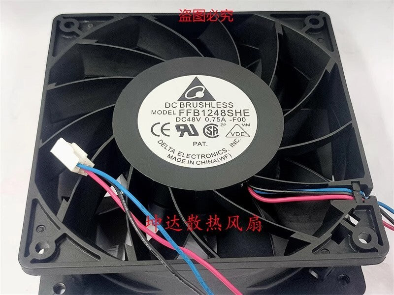 Delta FFB1248SHE-F00 12038 DC48V 0.75A 12CM 3-Pin Dual Ball Ball Velocity Fan