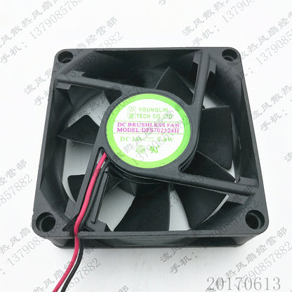 YOUNG LIN DFS702524H 7025 DC24V 3.8W 7CM 2-Wire Inverter Cooling Fan