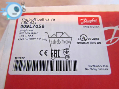1PC Danfoss 009L7058 Shut-off ball valve, GBC 42s,ODF, Inlet size 1 5/8in-