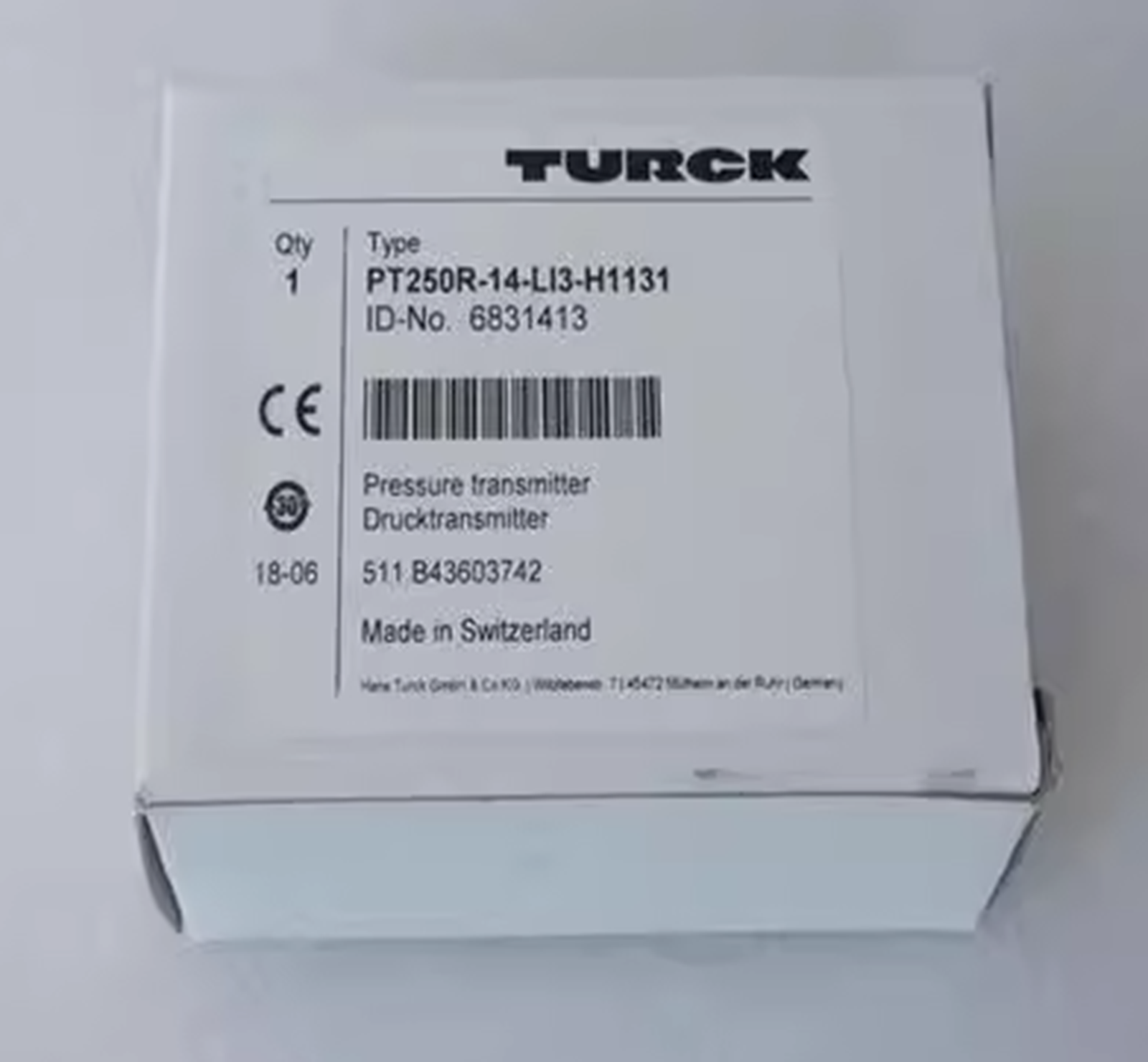 TURCK PT250R-14-LI3-H1131 Pressure Switch - TURCK
