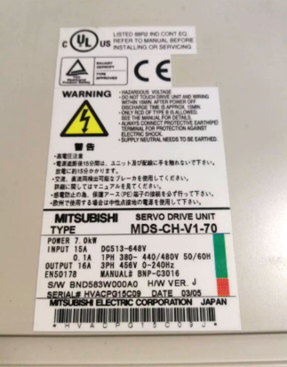 Mitsubishi MDS-CH-V1-70 Servo Drive – High-Performance Motor Control - MITSUBISHI