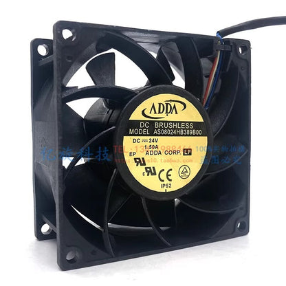 ADDA AS08024HB389B00 8038 DC24V 1.5A 8CM 4-Wire PWM Inverter Cooling Fan