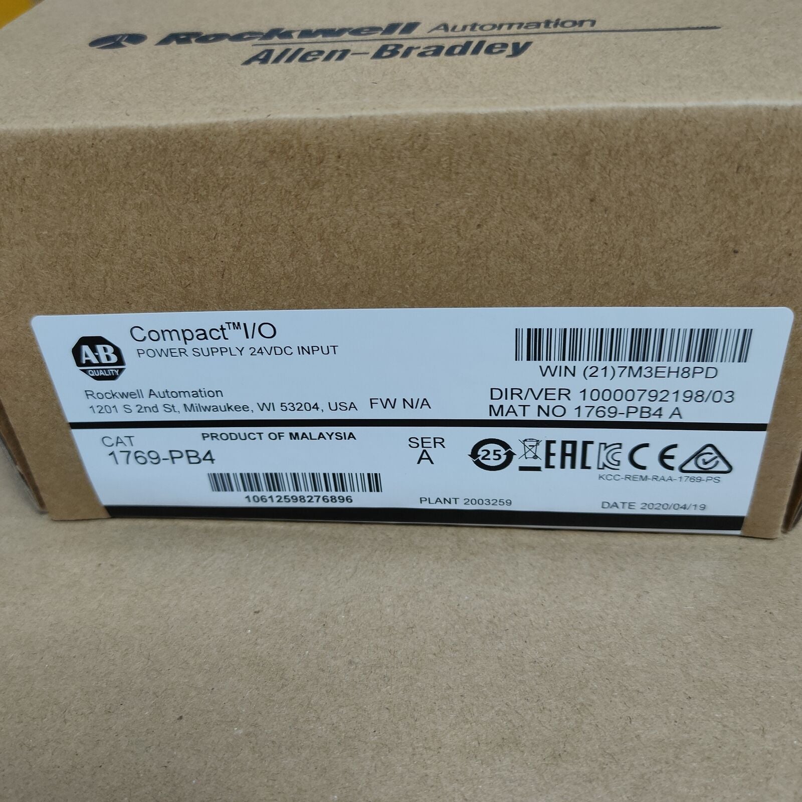 Allen-Bradley CompactLogix Power Supply 1769PB4 - ALLEN-BRADLEY