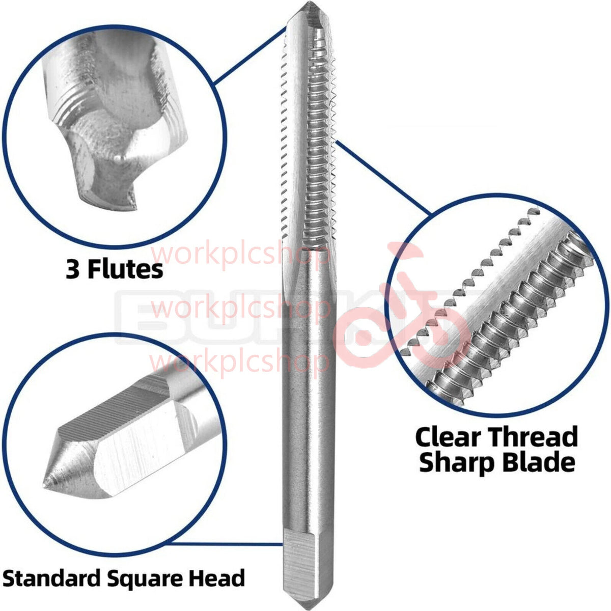 10PCS 1/4"-20 UNC Thread Tap Right Hand, HSS 1/4 x 20 UNC Straight Fluted Tap