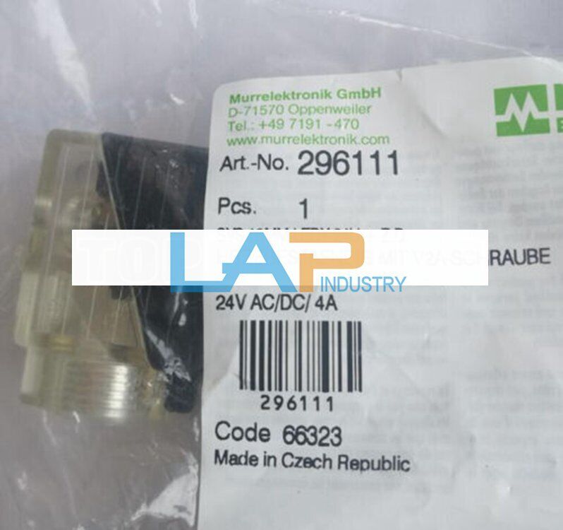 MURR 296111 Solenoid Valve Plug 24V DC 4A - 1 Piece - MURR