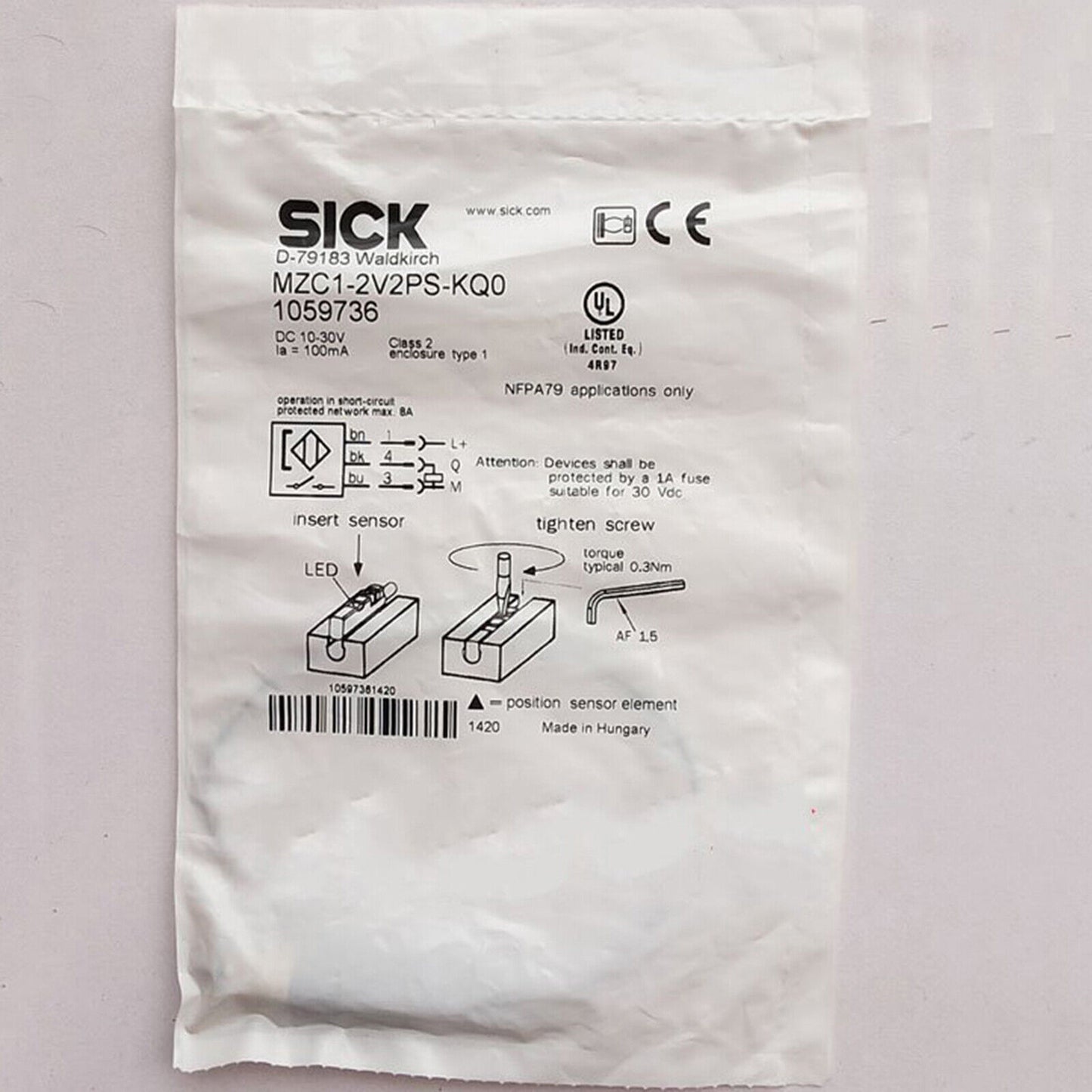 Magnetic Switch Sensor MZC1-2V2PS-KQ0 Fast - ONE SICK