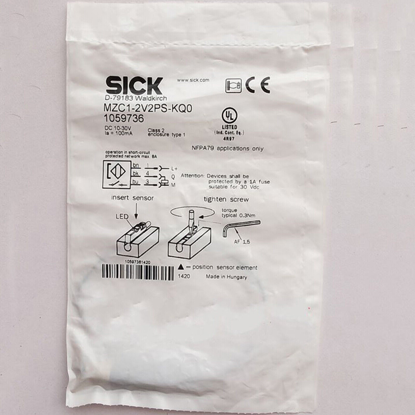 Magnetic Switch Sensor MZC1-2V2PS-KQ0 Fast - ONE SICK