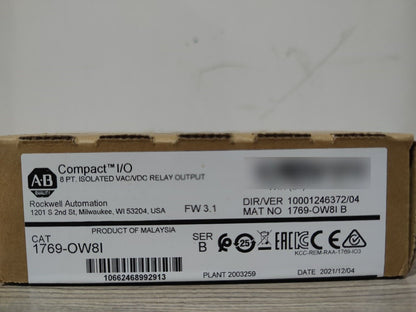 AB 1769-OW8I Compact 8 Port Output Module FW3.1 2022 New Factory Sealed - AB