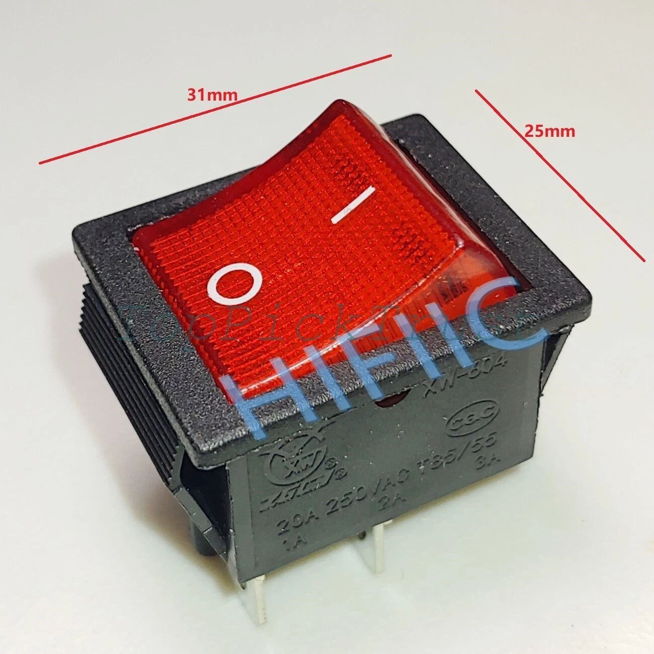 20A 250VAC Rocker Switch High Power With Red Lamp XW-604 4pin 2position