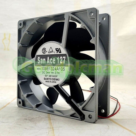 Sanyo Fan 109E1324A105 24V 0.70A 127*127*38mm 2 wire Aluminum frame fan 1Pcs/
