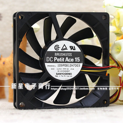 1pcs SANYO 109P0812H7D03 12V 0.2A 8CM 8015 Double Ball Cooling Fan 3pin