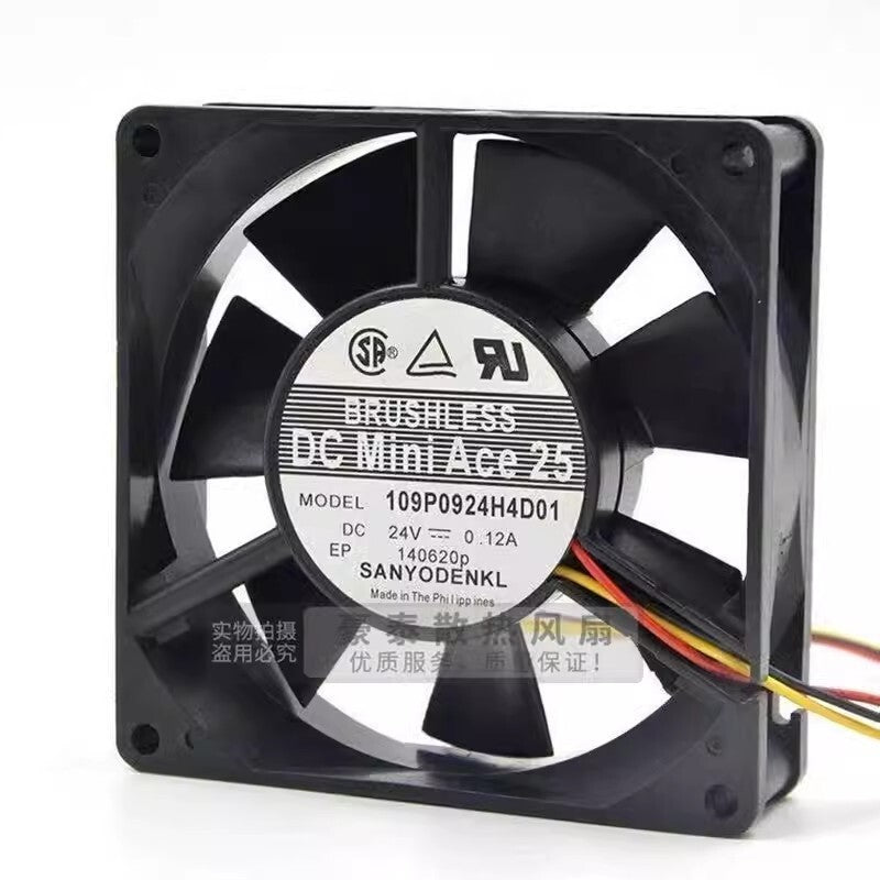 Sanyo 109P0924H4D01 9025 DC24V 0.12A 9CM 3-Wire Inverter Cooling Fan