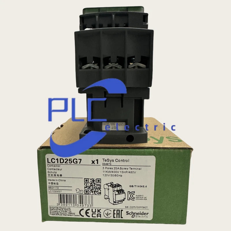 LC1D25G7 Schneider contactor 3 phase 3 NO, 120VAC 50/60Hz coil US Inventory
