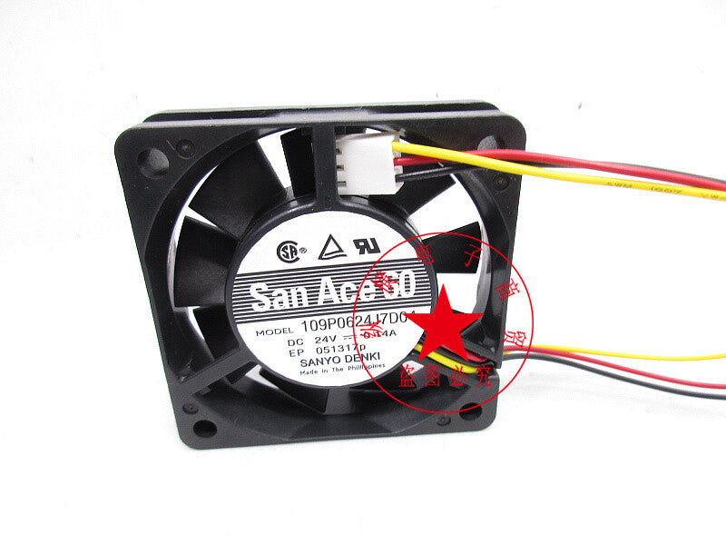 SANYO 109P0624J7D04 DC24V 0.14A 60*60*15MM Axial Fan