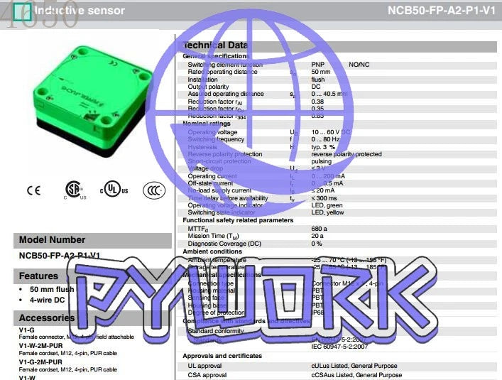 1 PCS PEPPERL+FUCHS NCB50-FP-A2-P1-V1 Inductive Sensor As Photos
