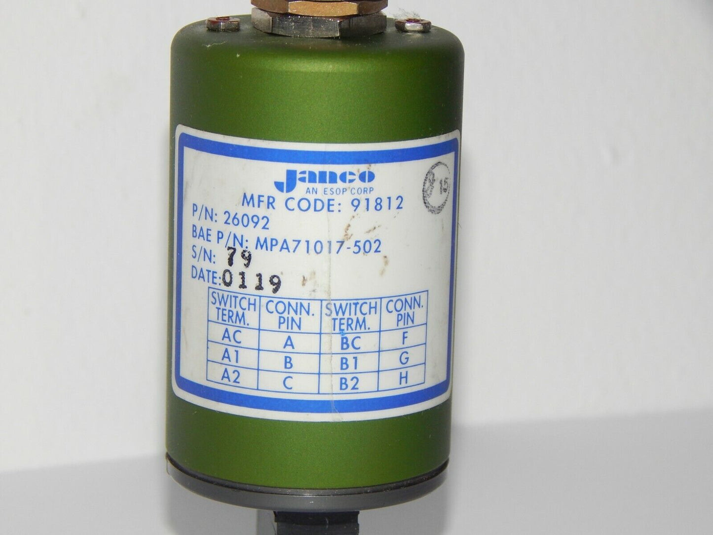 Aircraft JANCO 26092 Rotary Gear Switch MPA71017-502 - JANCO