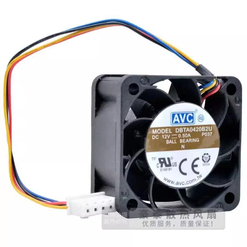 AVC DBTA0420B2U P037 4020 DC12V 0.50A 4CM 4-Pin PWM Dual Ball Cooling Fan