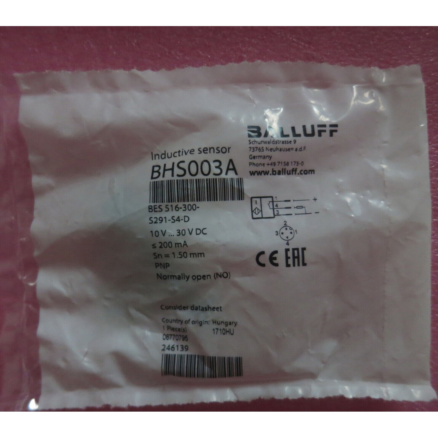 BALLUFF Proximity Switch BES 516-300-S291-S4-D - BALLUFF