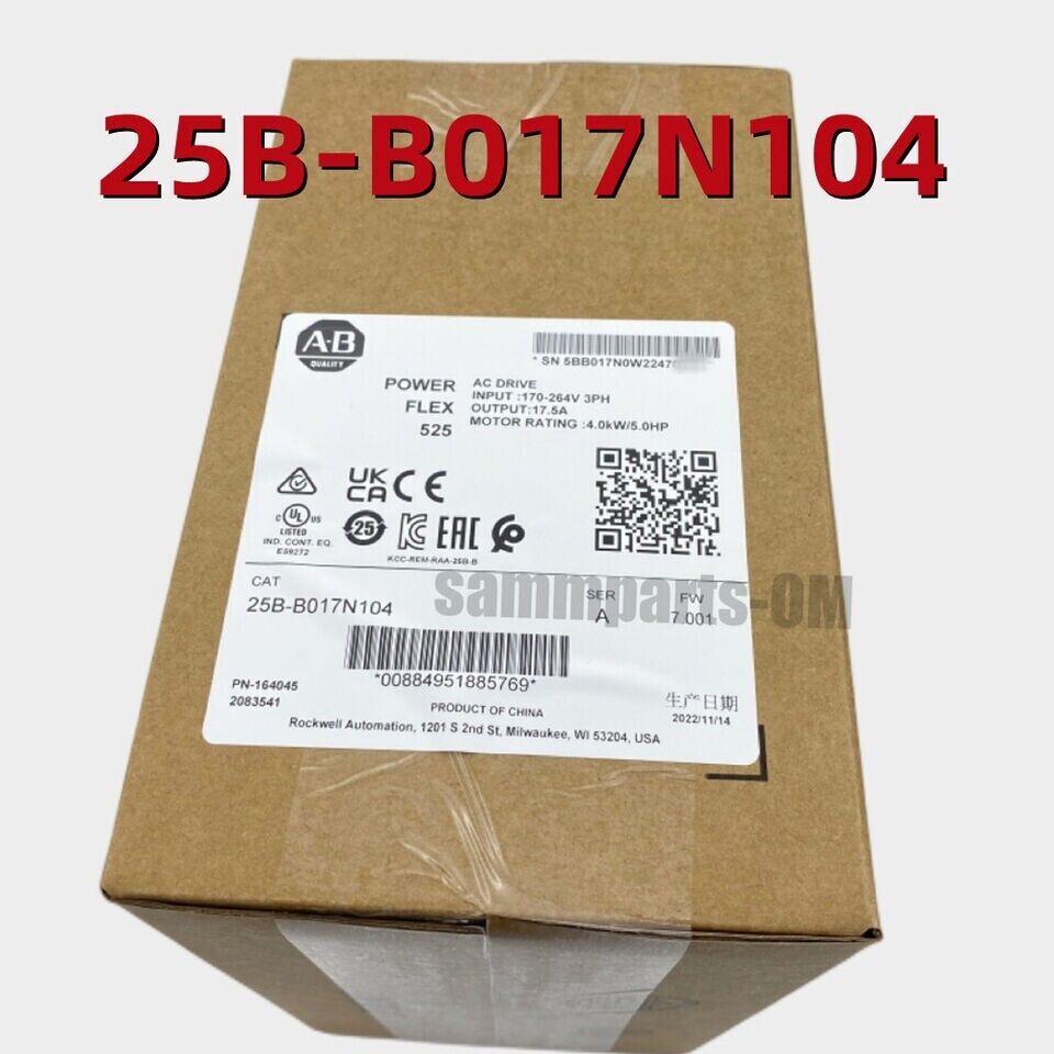 ABB PowerFlex 525 AC Drive 240VAC 5HP 2022 New Factory Sealed Model AB 25B-B017N104 - ABB