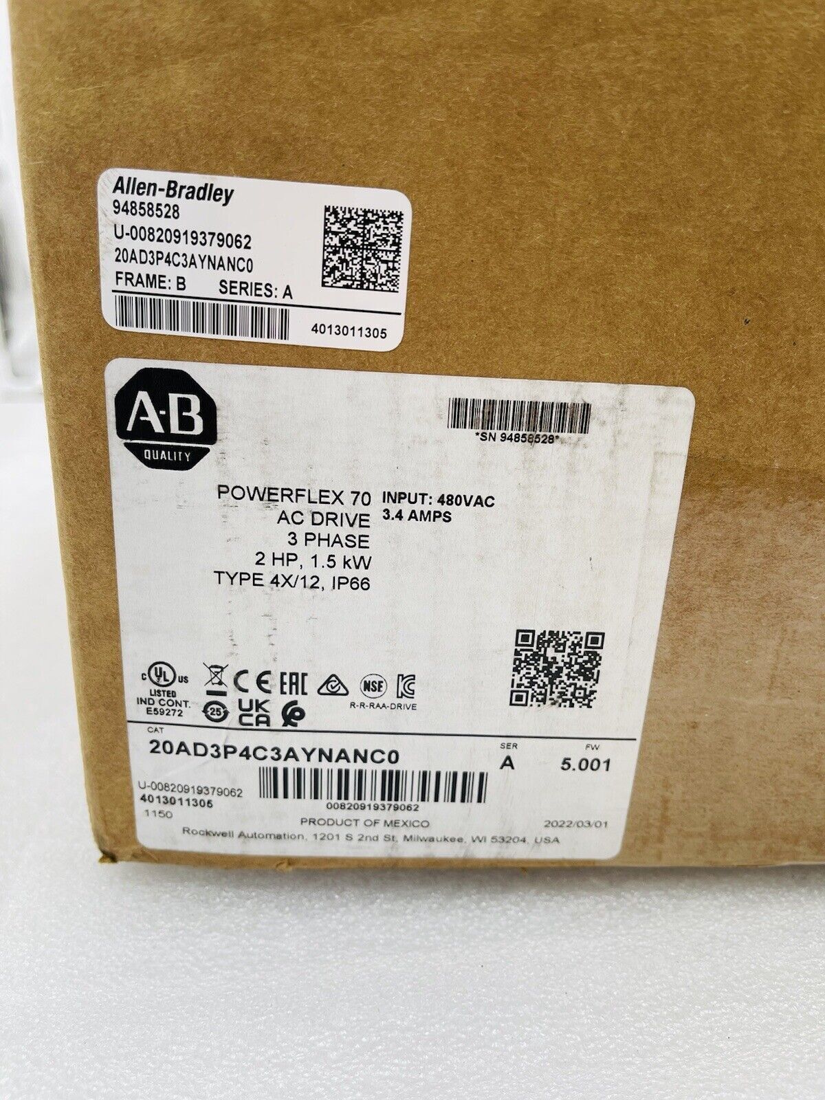 Allen-Bradley 20AD3P4C3AYNANC0 - ALLEN-BRADLEY