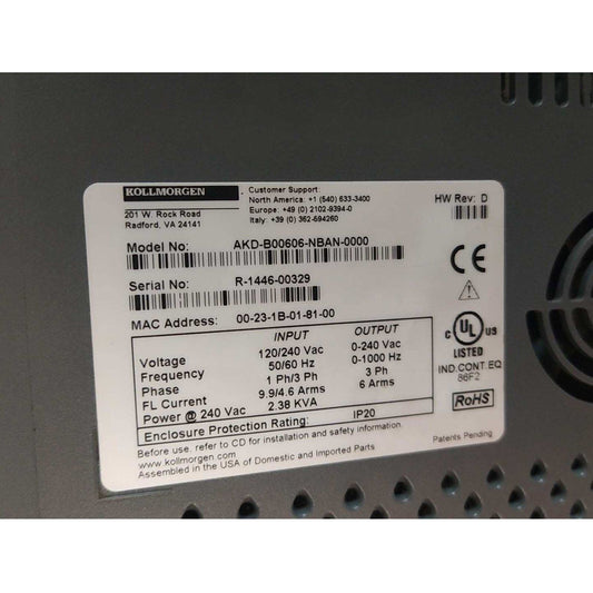 used 1PC AKD-B00606-NBAN-0000 Kollmorgen Servo Drive AKD Series - KOLLMORGEN