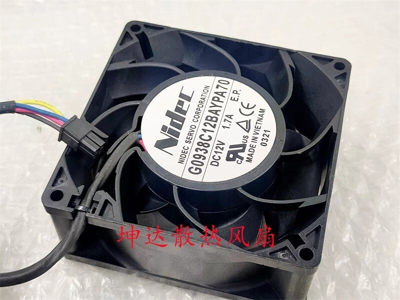 Nidec G0938C12BAYPA70 DC12V 1.7A 4-Pin Server Cooling Fan