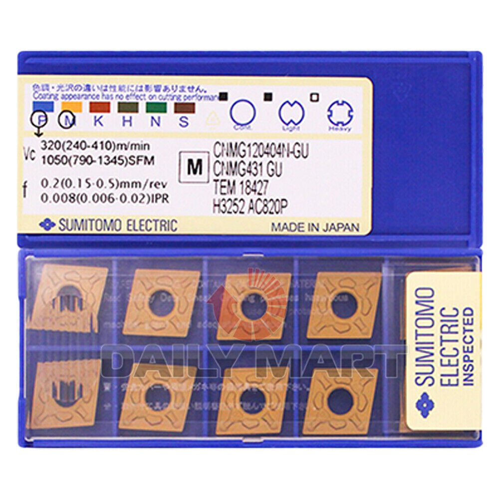 new 10PCS/ SUMITOMO CNMG120404N-GU AC820P CNMG431EGU Carbide Inserts