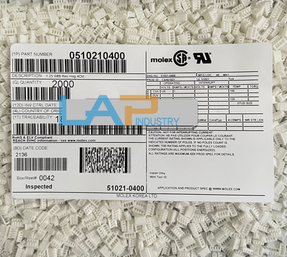 2000PCS Connector 51021-0400 Plastic Shell 4P 1.25mm Pitch - KOEED