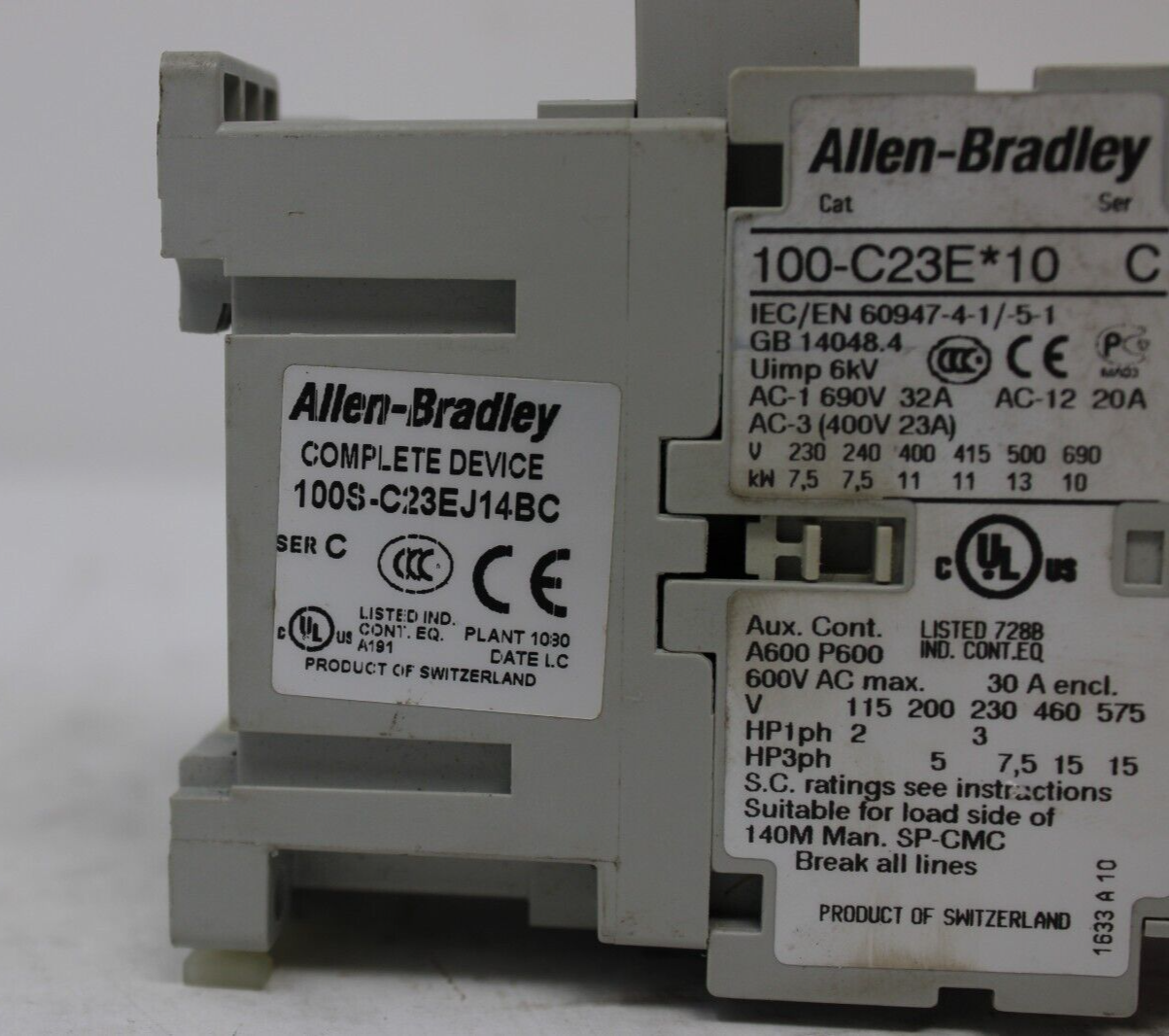 used Allen Bradley 100S-C23EJ14BC Safety Contactor