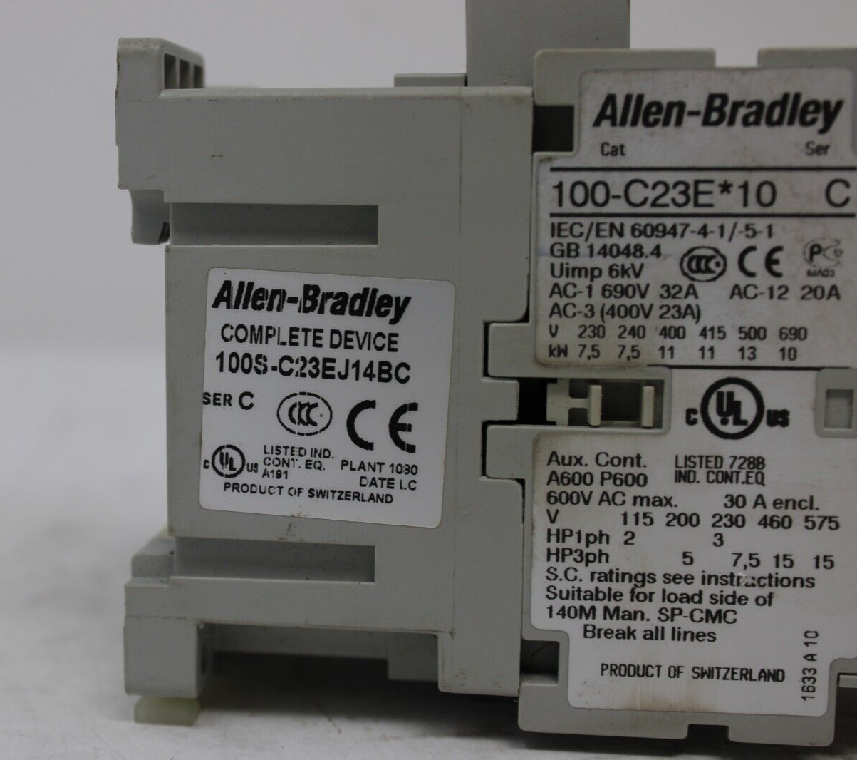 used Allen Bradley 100S-C23EJ14BC Safety Contactor - ALLEN BRADLEY