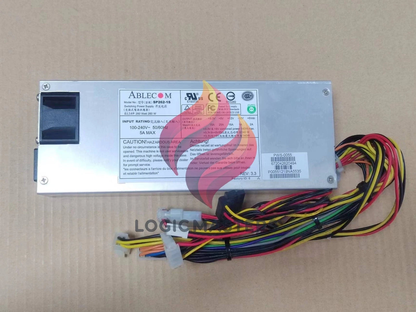 SUPERMICRO ABLECOM SP262-1S 260W 1U MULTI-OUTPUT SWITCHING POWER SUPPLY PWS-0055