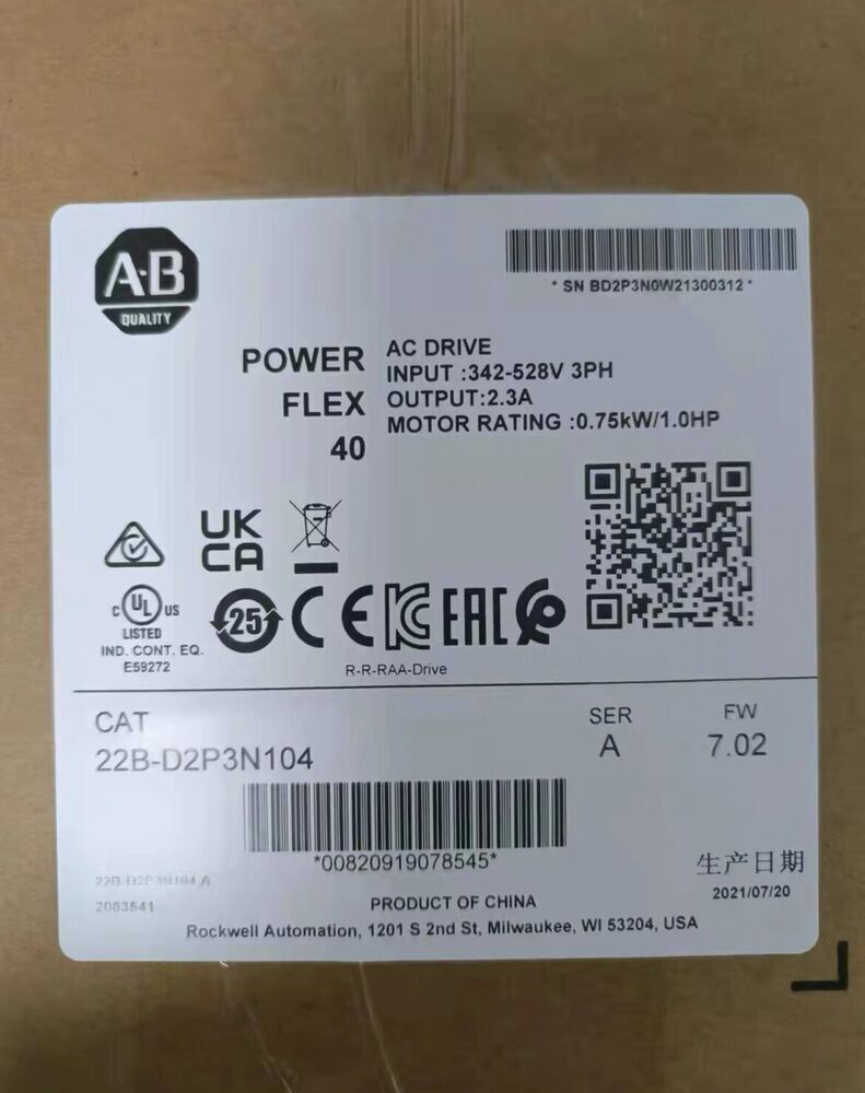 Allen-Bradley 22B-D2P3N104 PowerFlex 40 AC Drive 22BD2P3N104